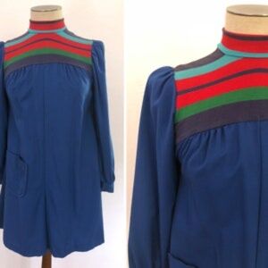 Vintage 70s rainbow turtleneck romper women's medium/large